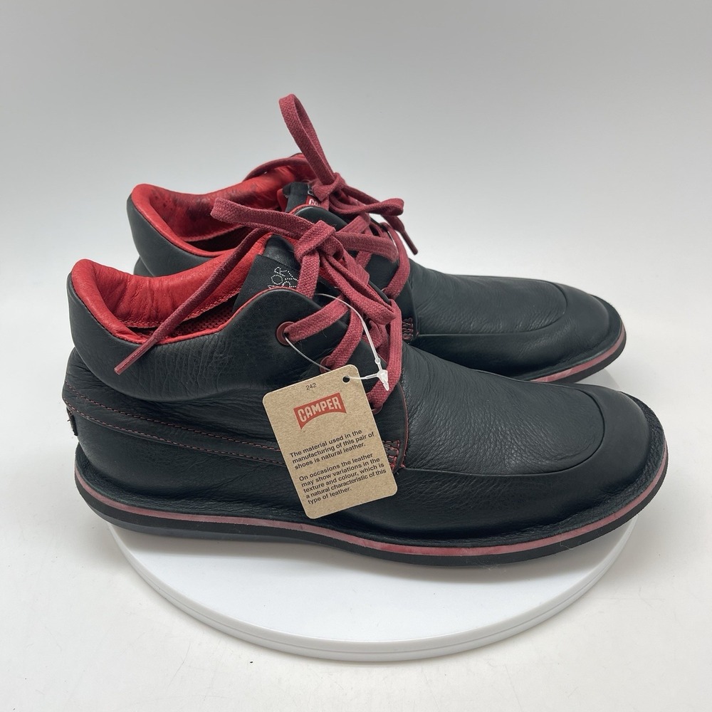 Camper Beetle Chukka Boots Shoes Mens 7 US 40 EU Black Red‎ Leather Lightweight